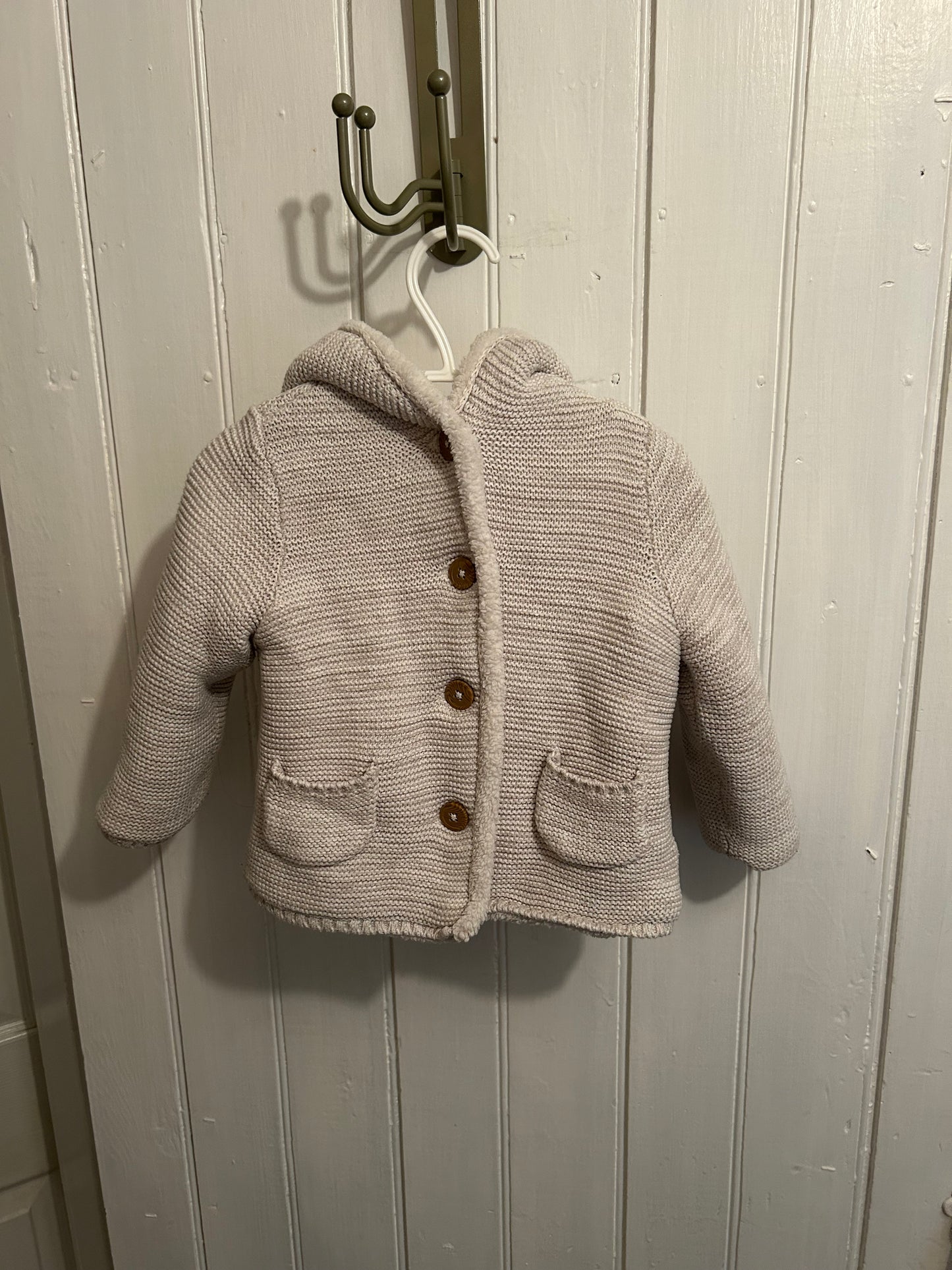 Carters 18m grey knit fleece button up cardigan jacket
