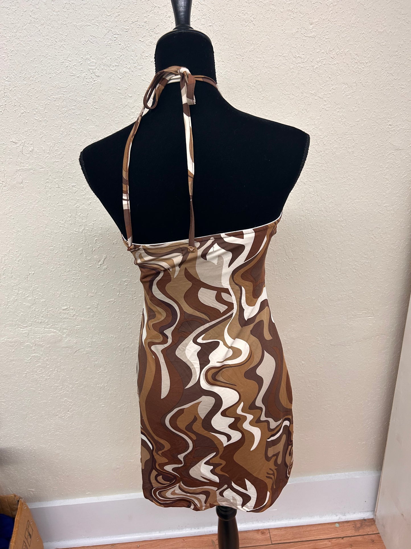 Streetwear society large brown funky mini dress