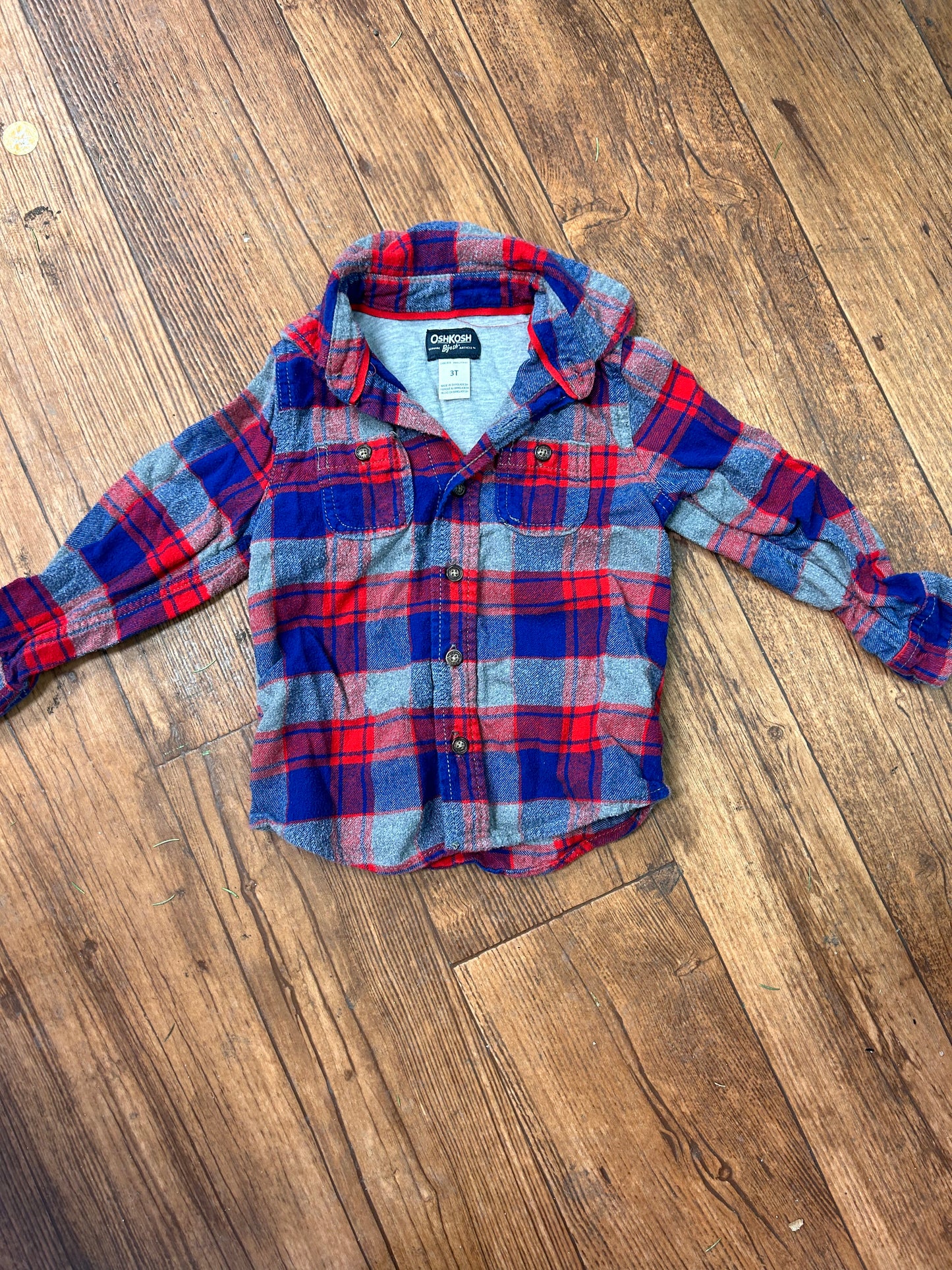 Oshkosh 3t red & blue flannel