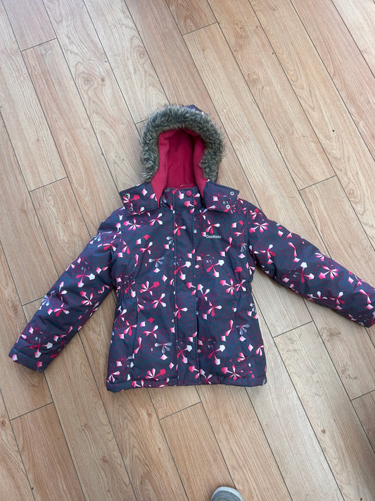 Oshkosh 7 grey & pink geometric floral winter jacket