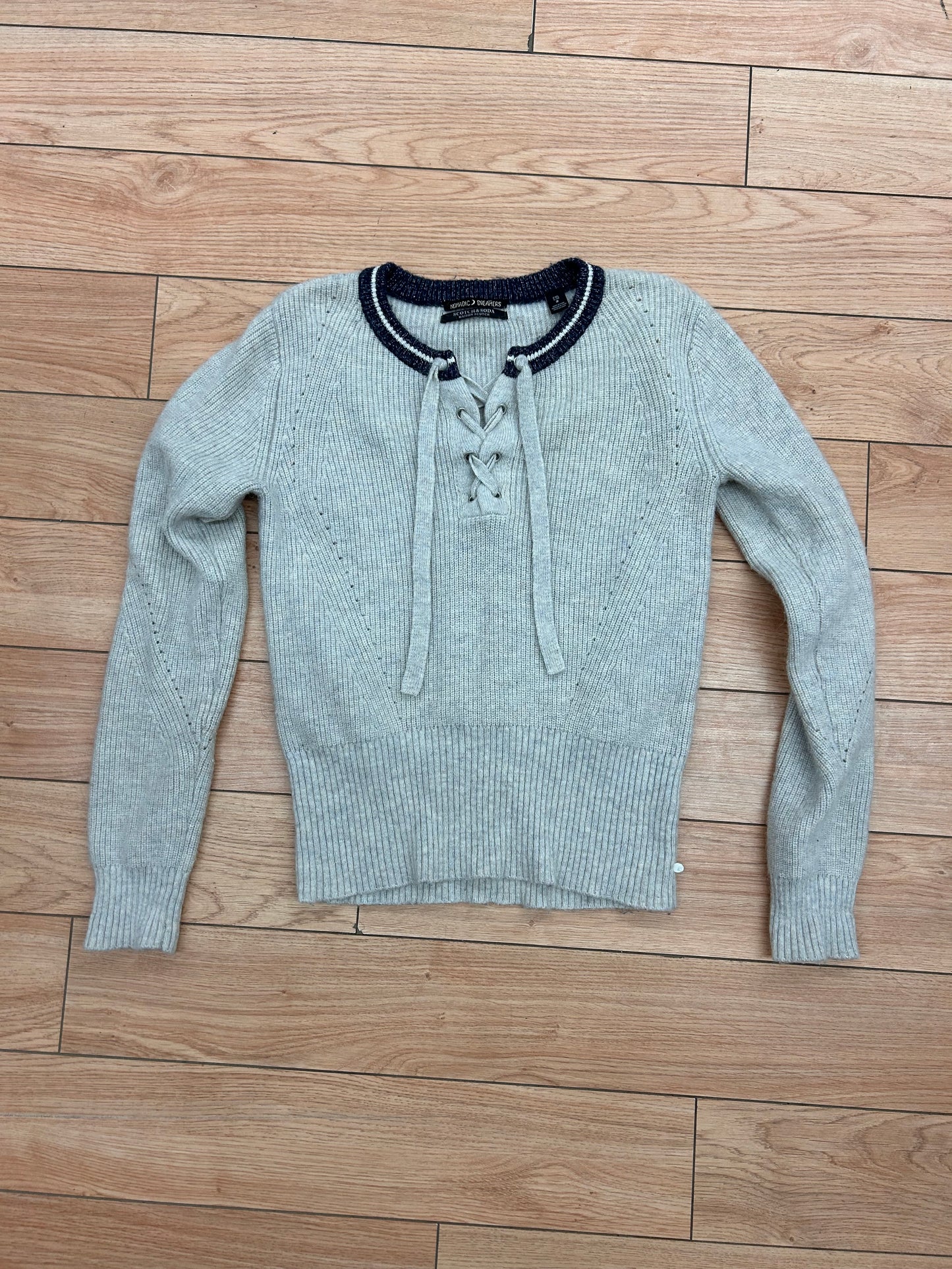 Scotch & soda 2 grey alpaca lace up sweater