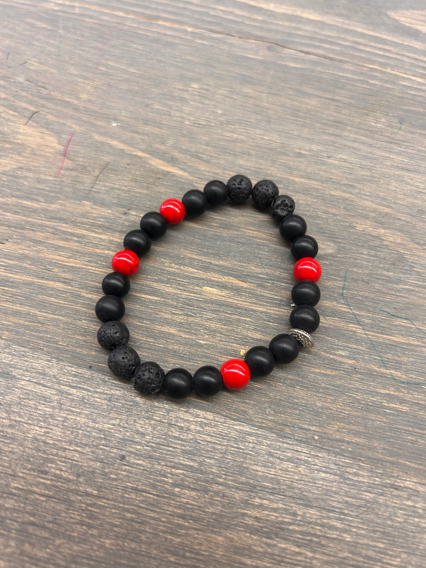 Black & red gemstone bracelet