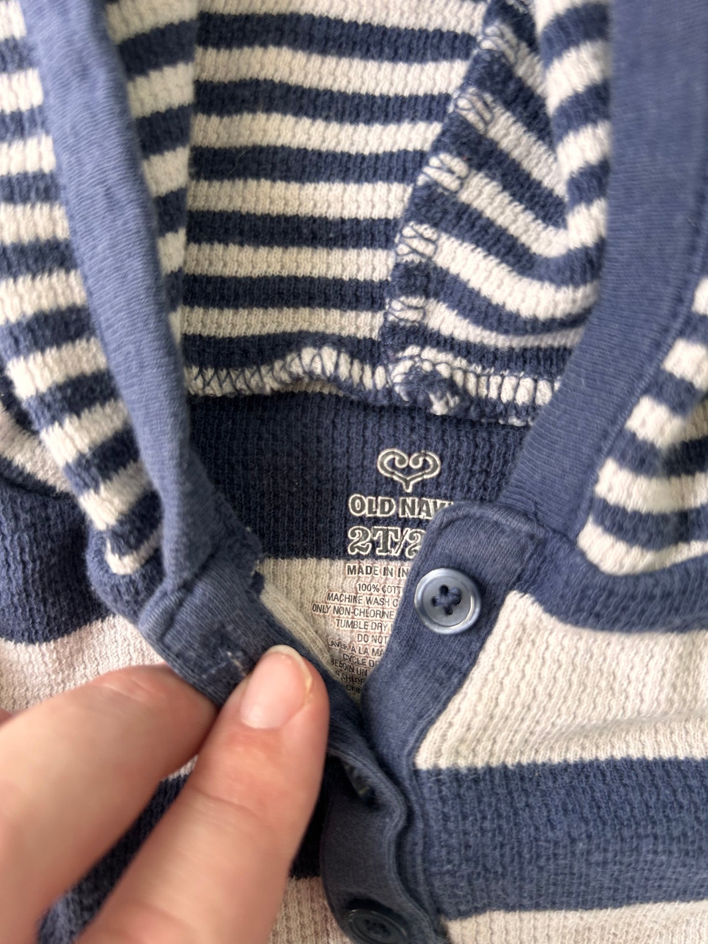 Old navy 2t blue striped hooded tunic