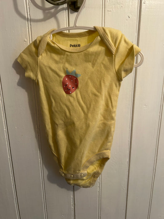 Pekkle 12m yellow strawberry onesie