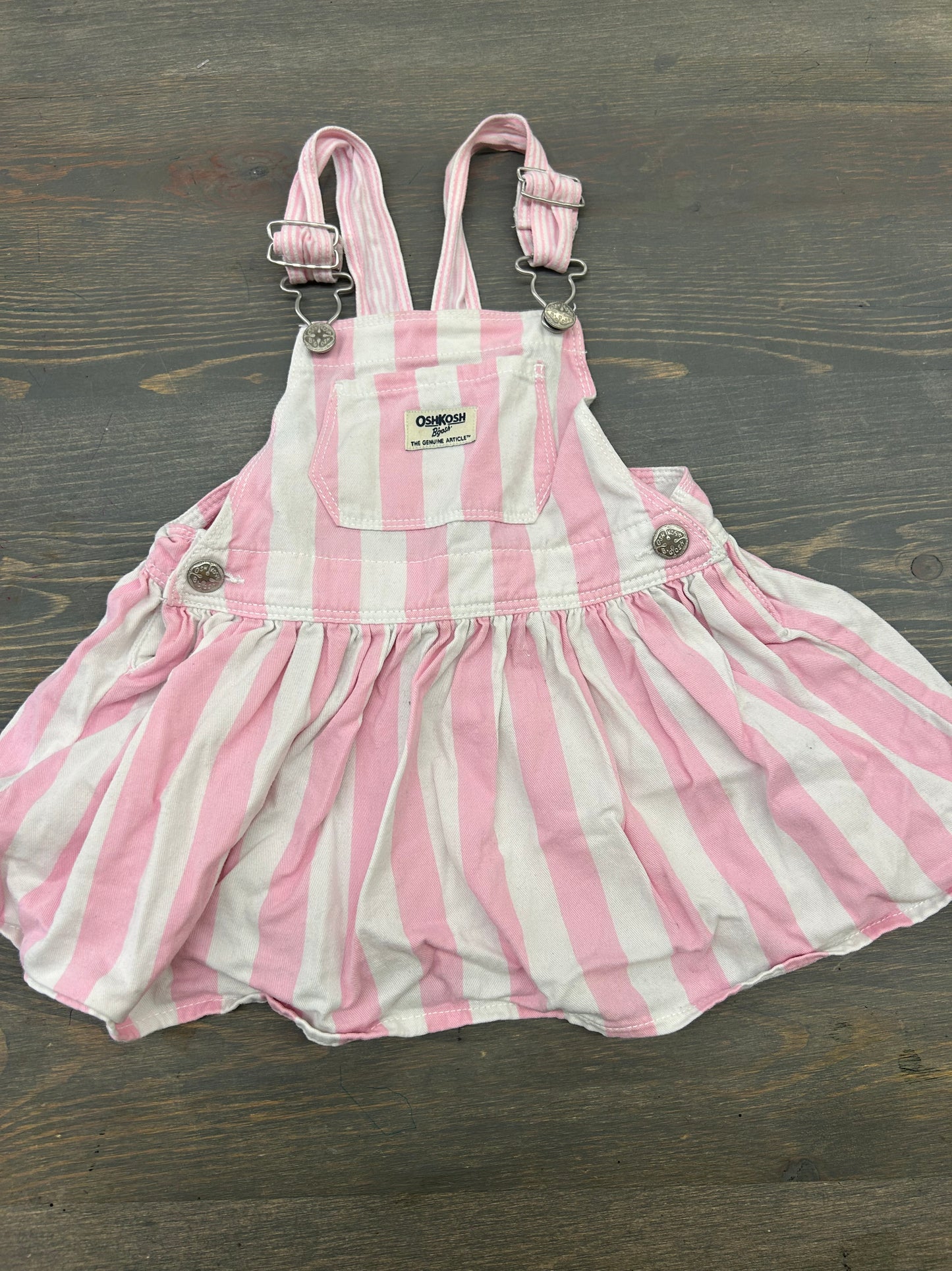 Oshkosh 2t pink striped skirted overalls