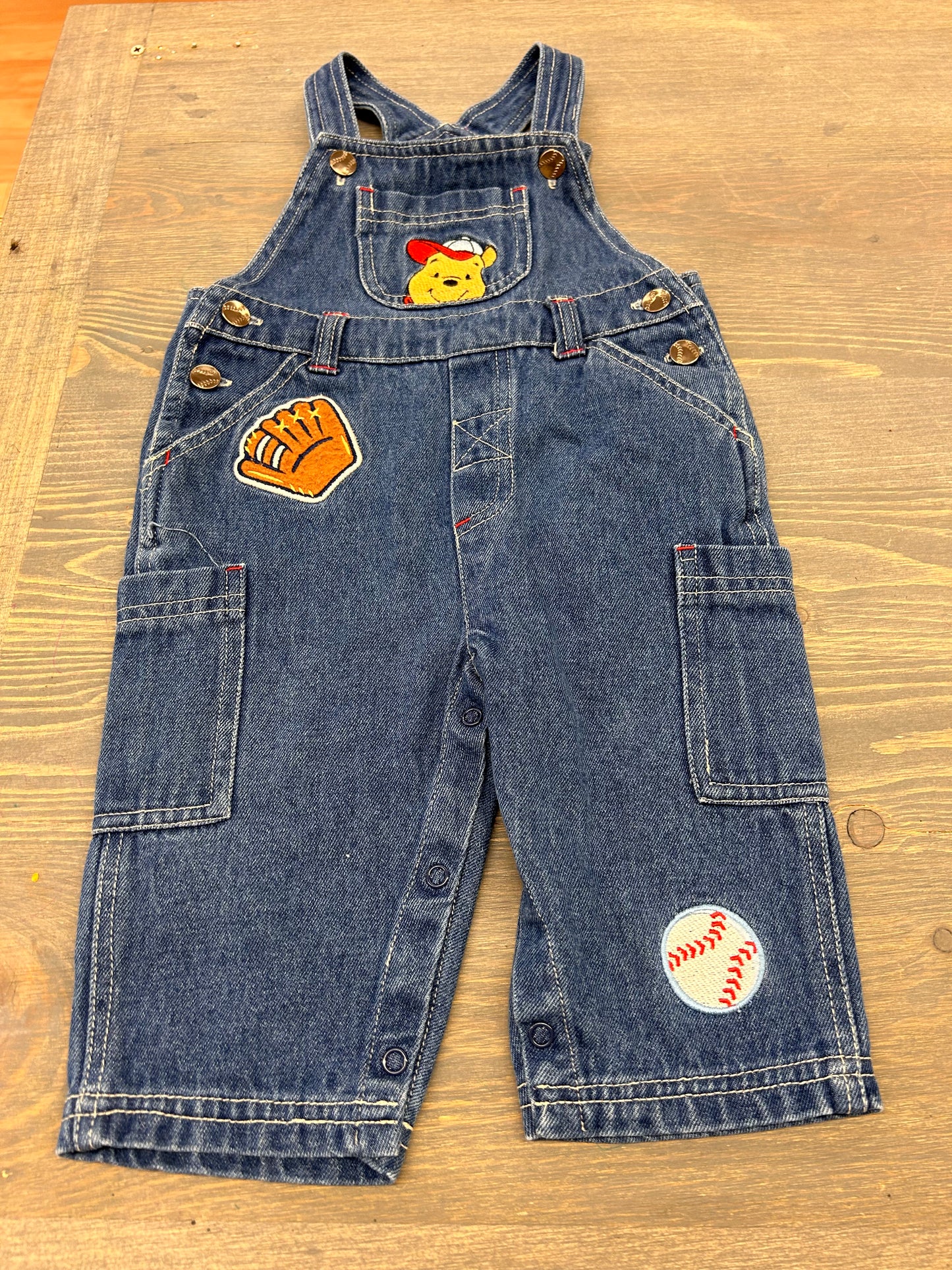 Vintage Disney 6m Pooh bear baseball overalls