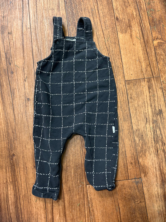 Miles baby 12m black check overalls