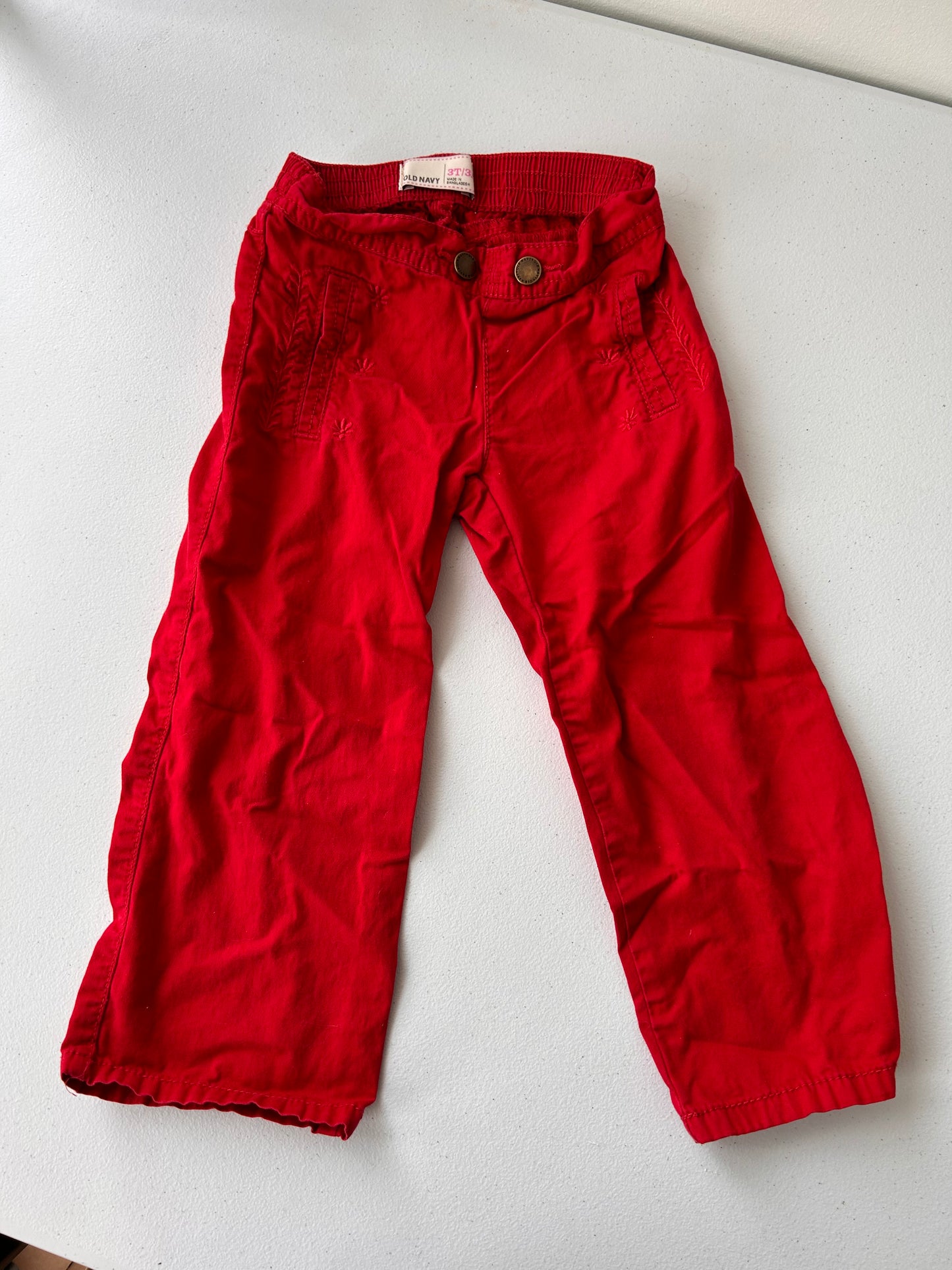 Old navy 3t red embroidered pants