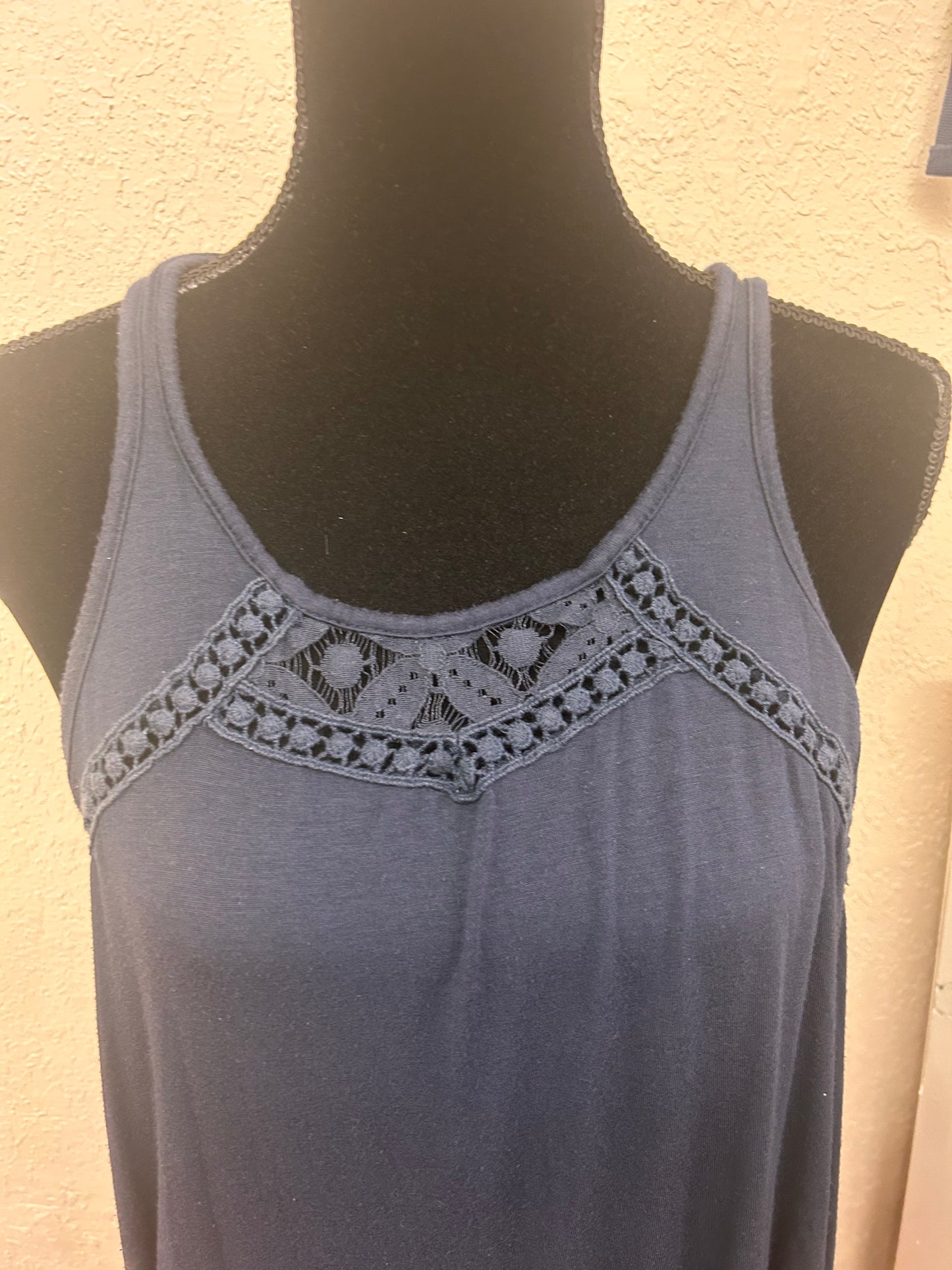 Jordache navy blue lace front tank top