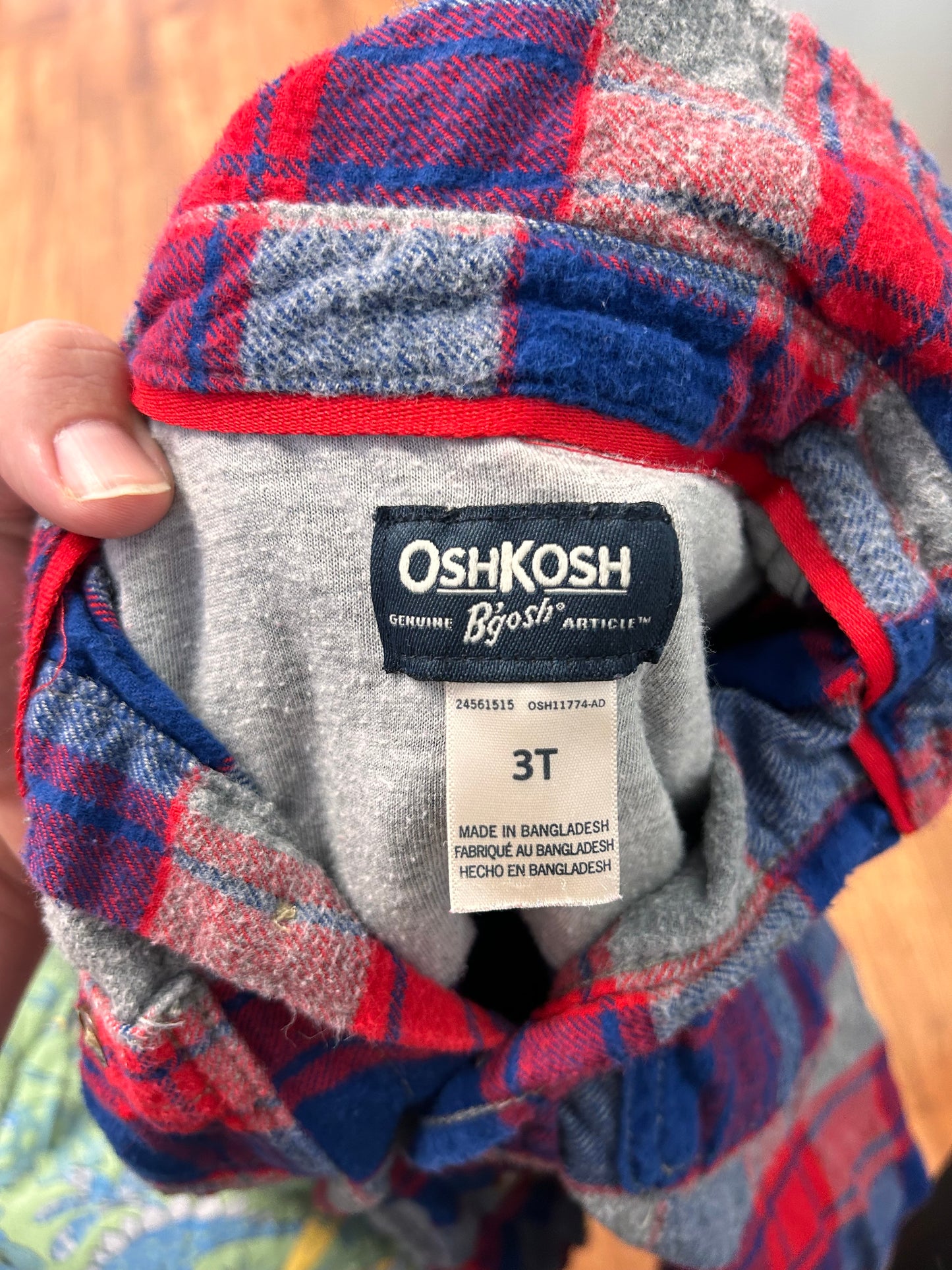 Oshkosh 3t red & blue flannel