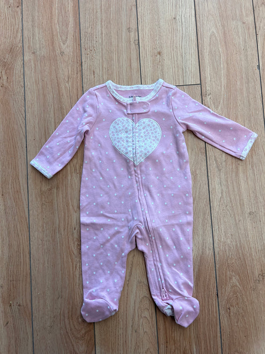 Carters 3m pink heart sleeper