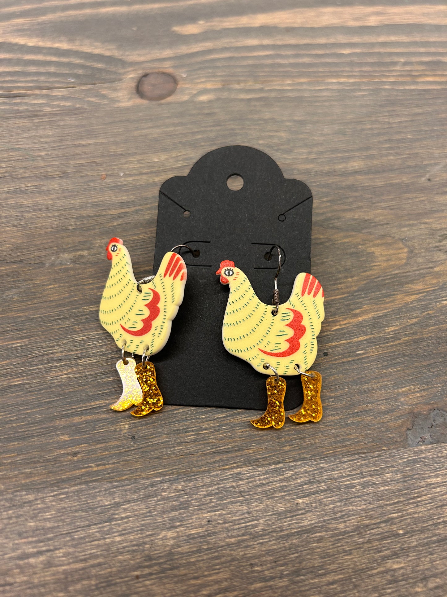 Western chicken earrings