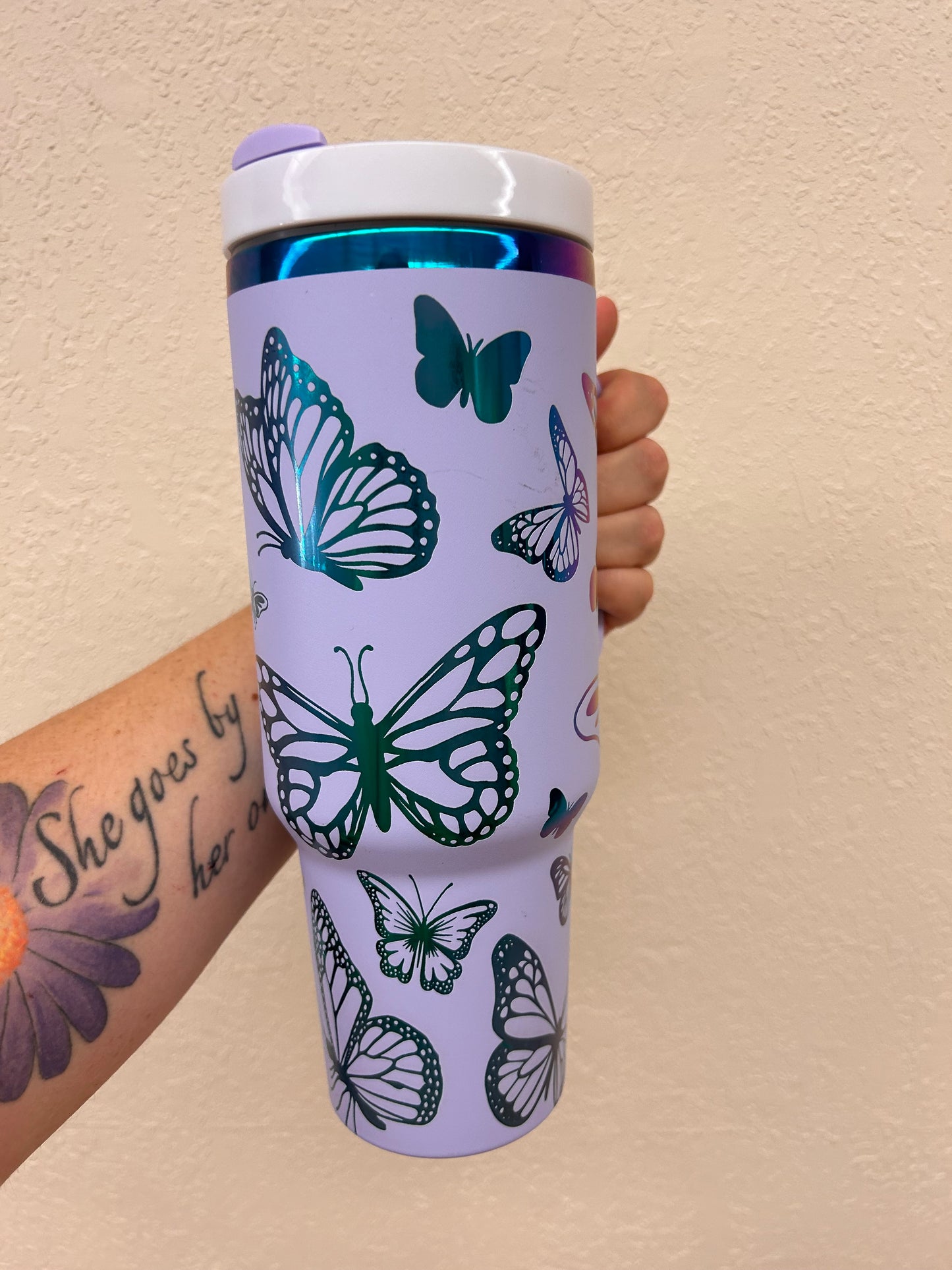 Purple butterfly 40oz tumbler