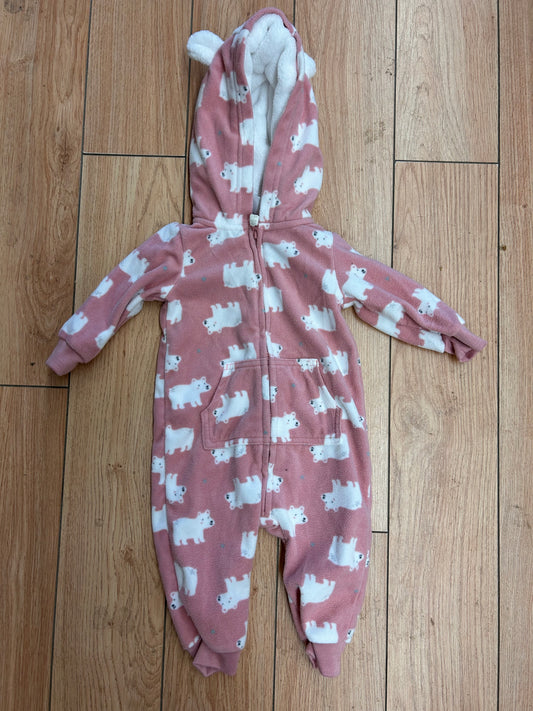 Carters 6m pink bear fleece suit