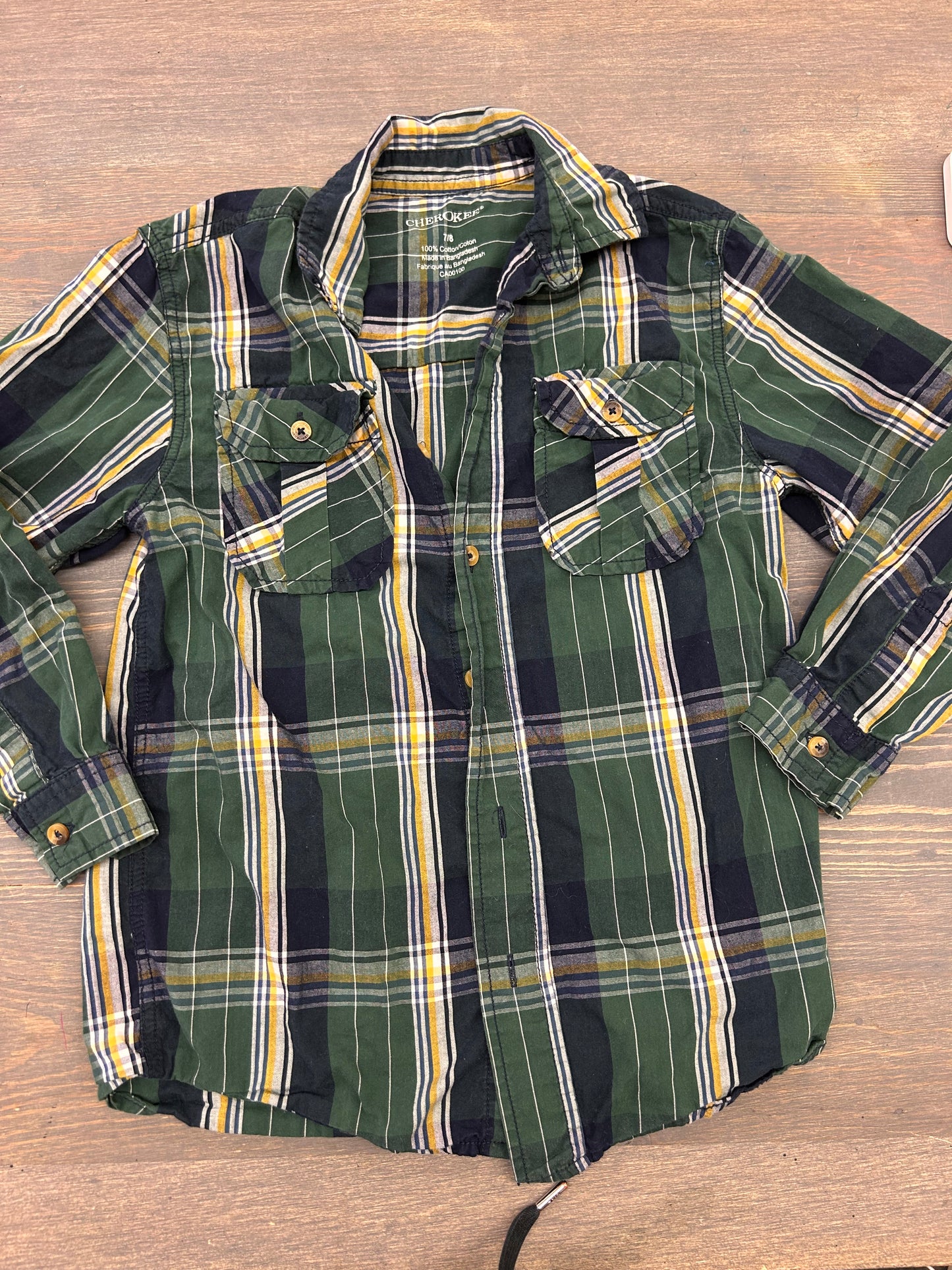 Cherokee 7/8 green & yellow flannel