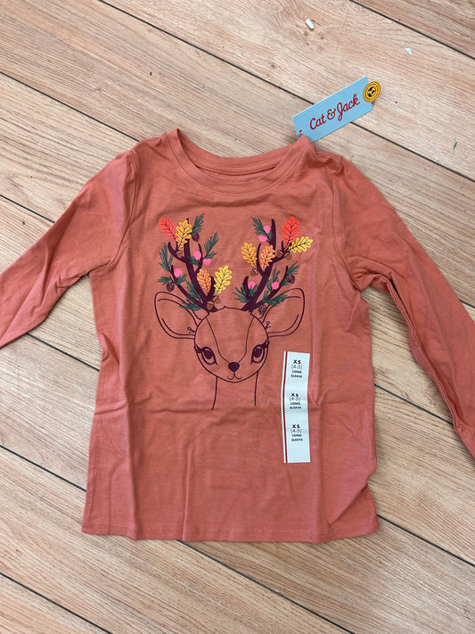 NEW cat & jack 4/5 long sleeve deer shirt