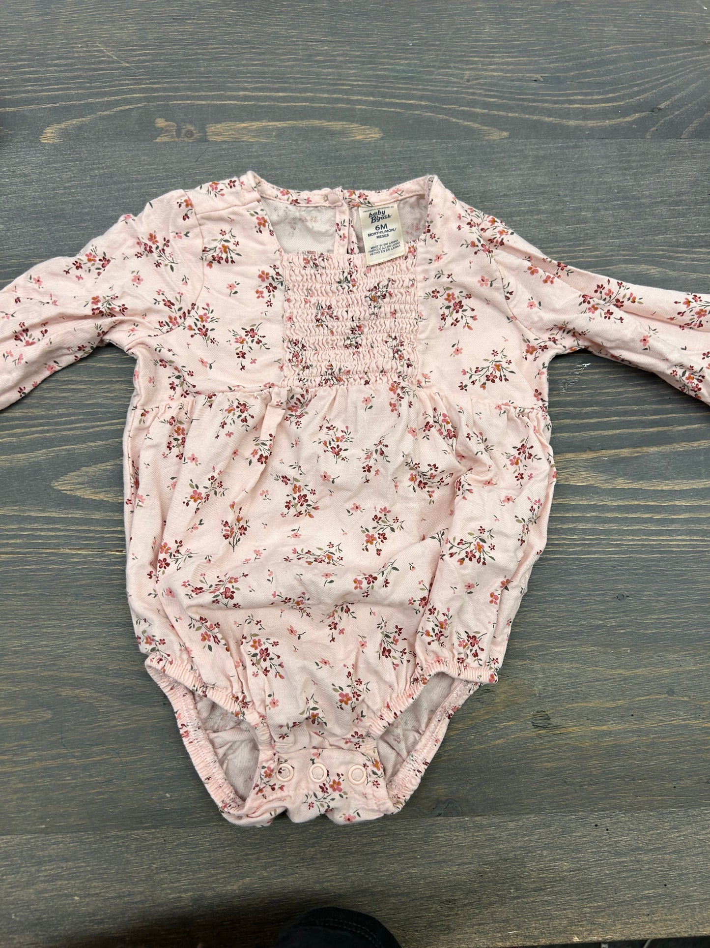 Oshkosh 6m pink floral onesie