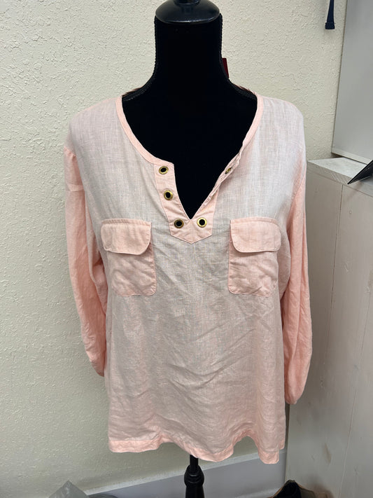 Ellen Tracy xl peach vneck blouse