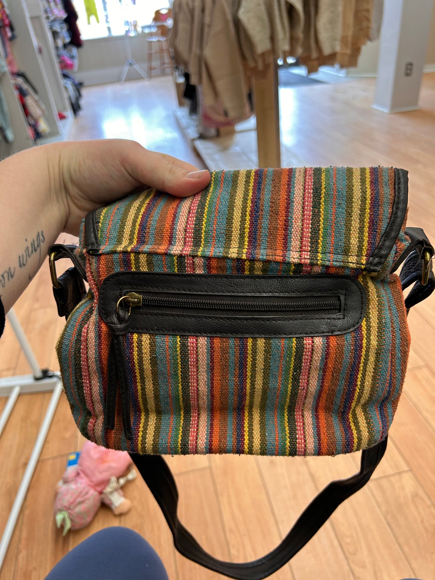 Bueno multicoloured woven crossbody purse