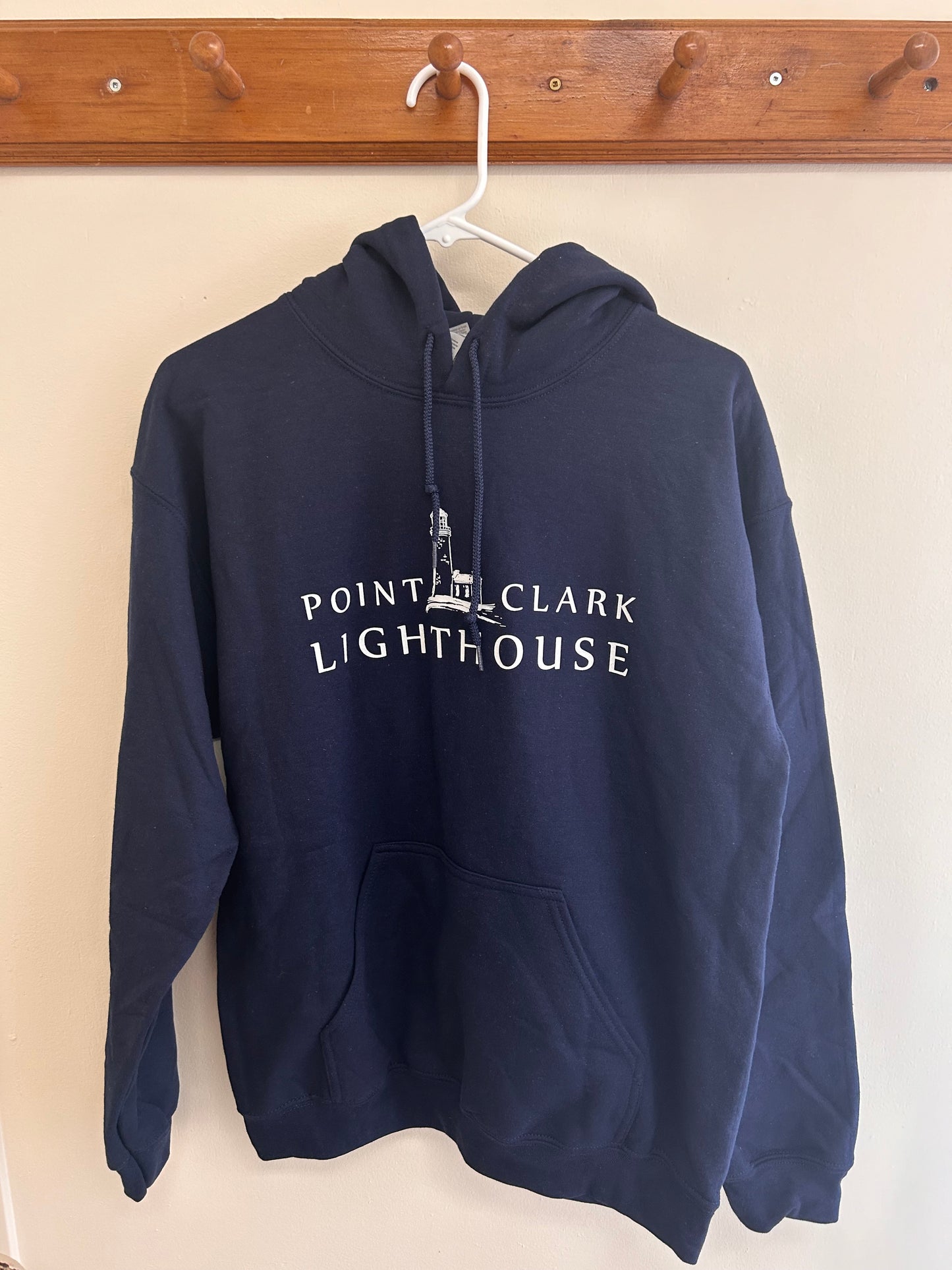 Navy blue point Clark lighthouse hoodie