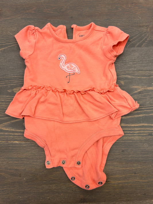 Carters 12m pink flamingo skirted onesie