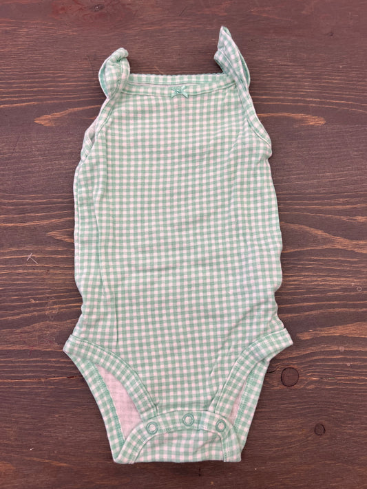 Carters 6m blue gingham tank onesie