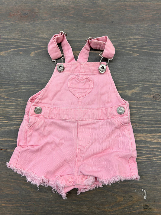 George 3/6m pink denim overalls