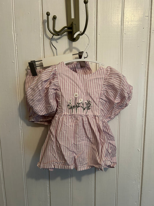 H&M 9/12m purple stripe floral set
