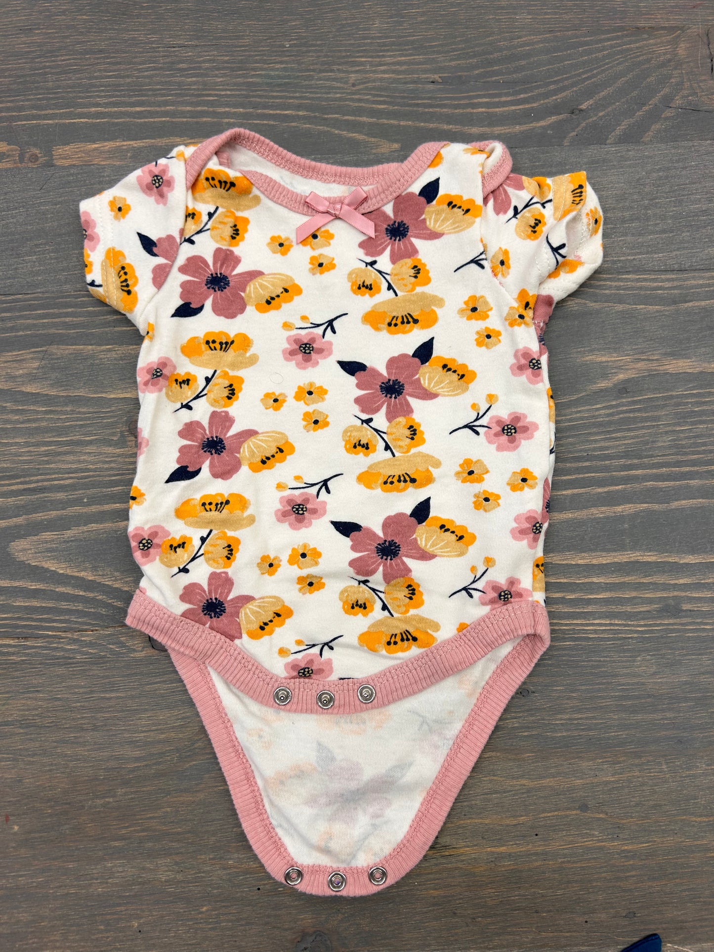 Chick pea 3/6m pink & orange floral onesie