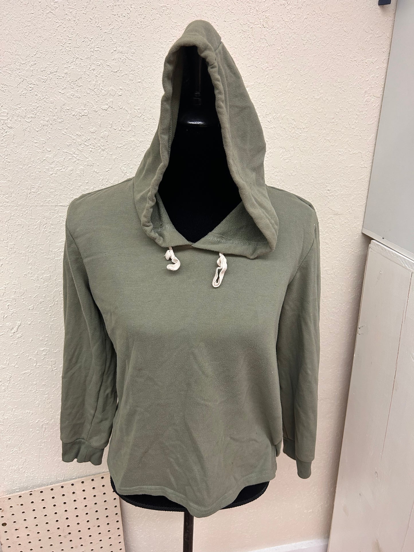 Cable & gauge medium green lace up back hoodie