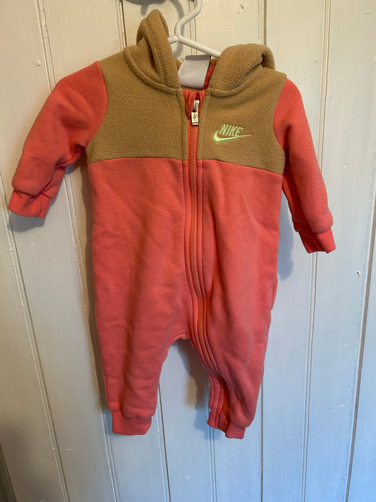 Nike 6m pink & brown sweater romper