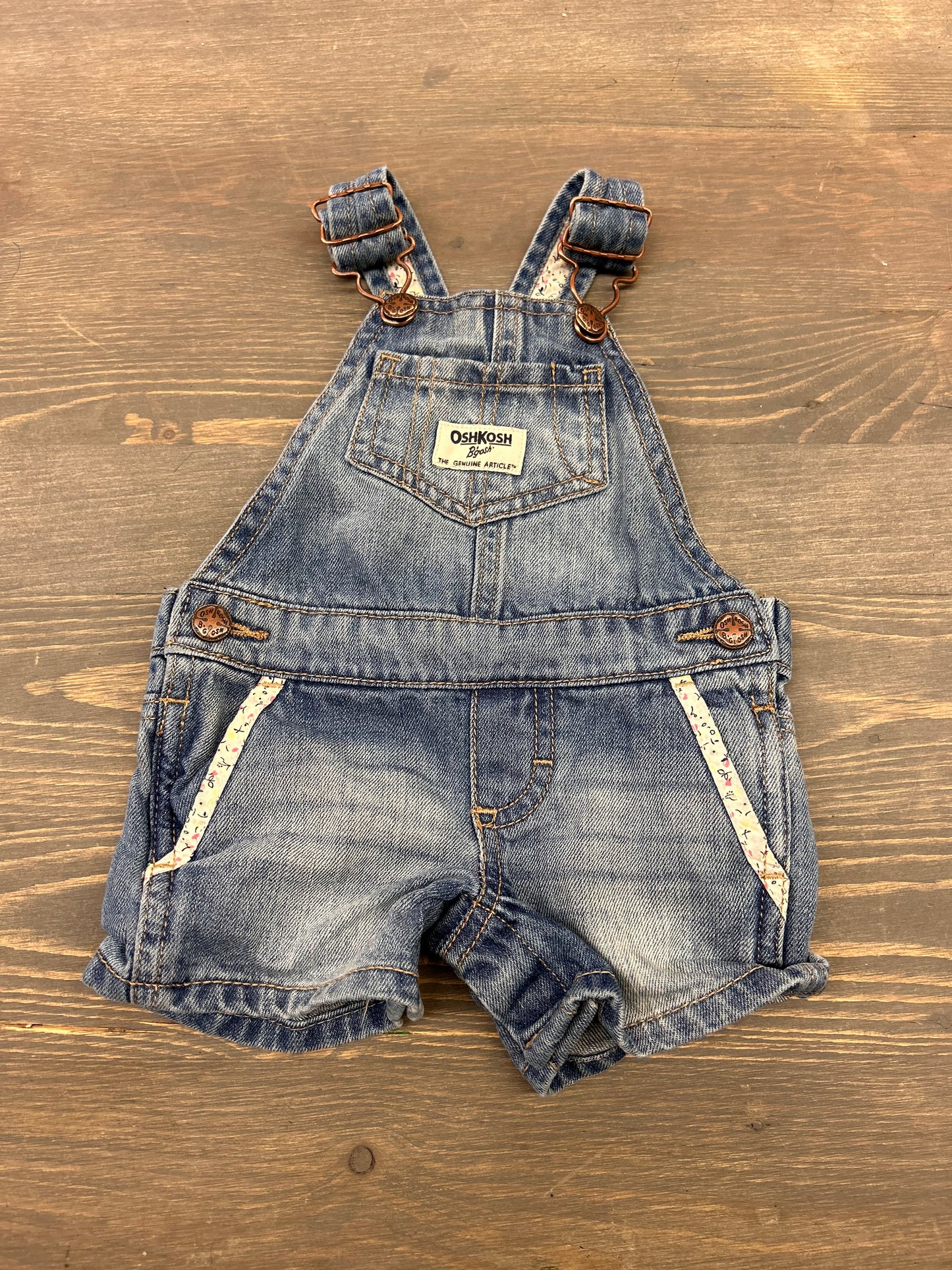 Oshkosh 3m light wash shorts overalls