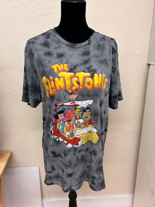 Flintstones large black tie dye graphic T-shirt