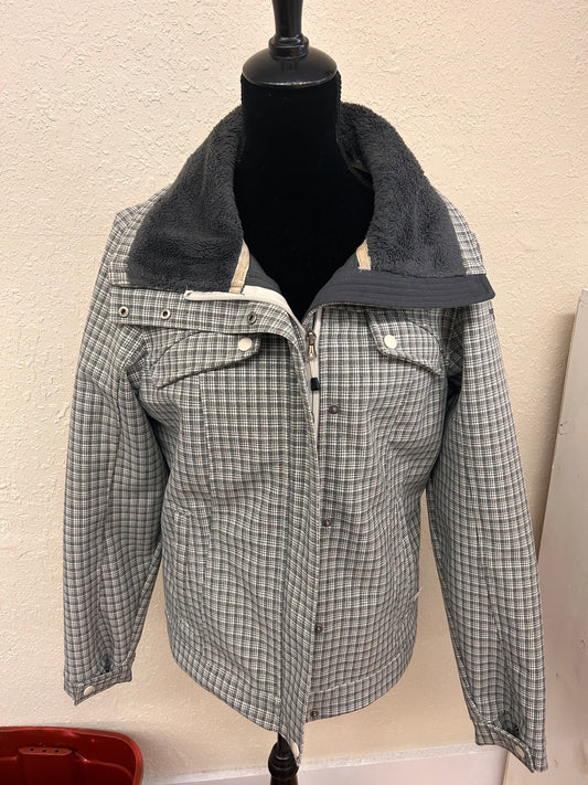 North face large grey plaid fall jacket