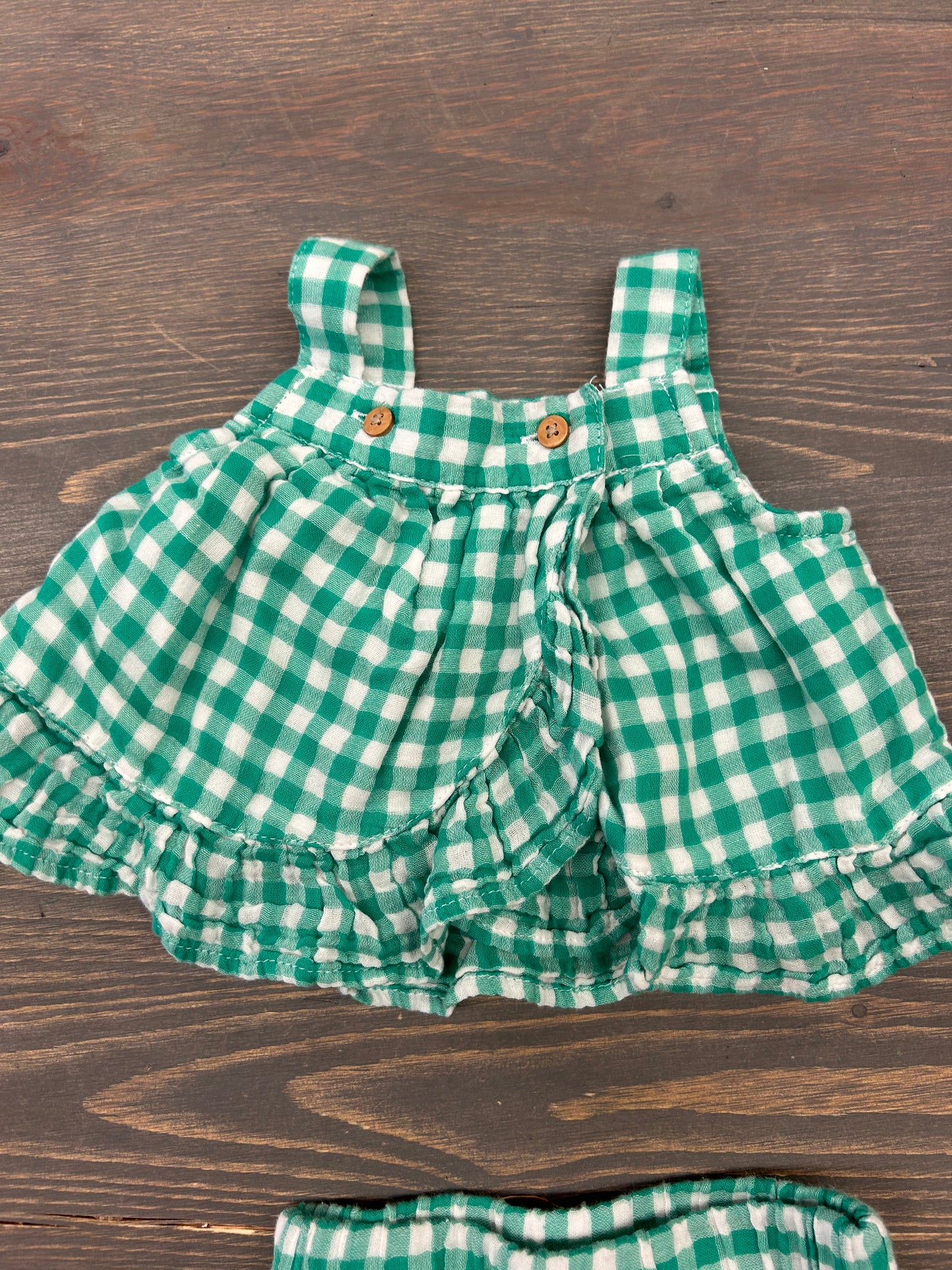 Primark 3/6m green gingham 2pc set