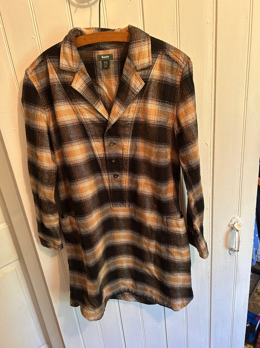 Roots medium brown & black plaid tunic