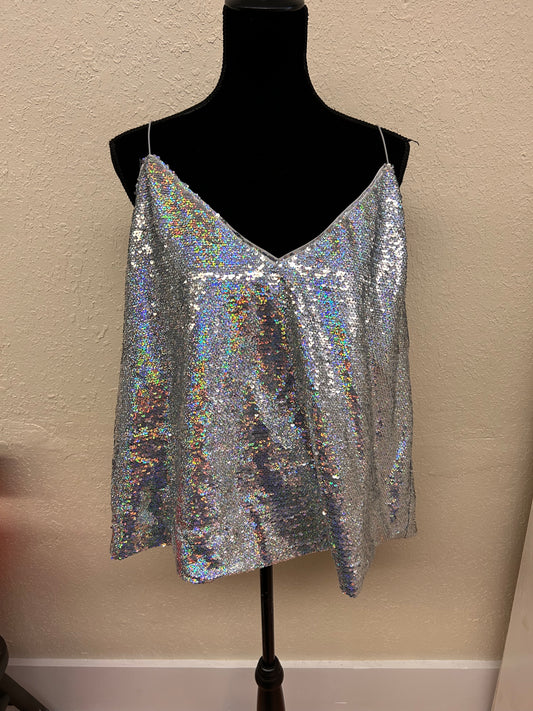 NEW asos US 16 silver sequin tank top