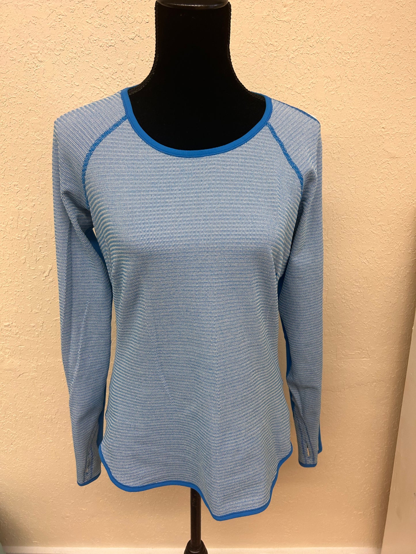 Lululemon 12 blue striped reversible long sleeve shirt