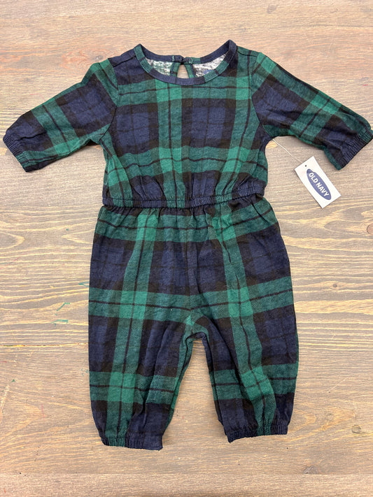 NEW old navy 0/3m green & blue gingham romper