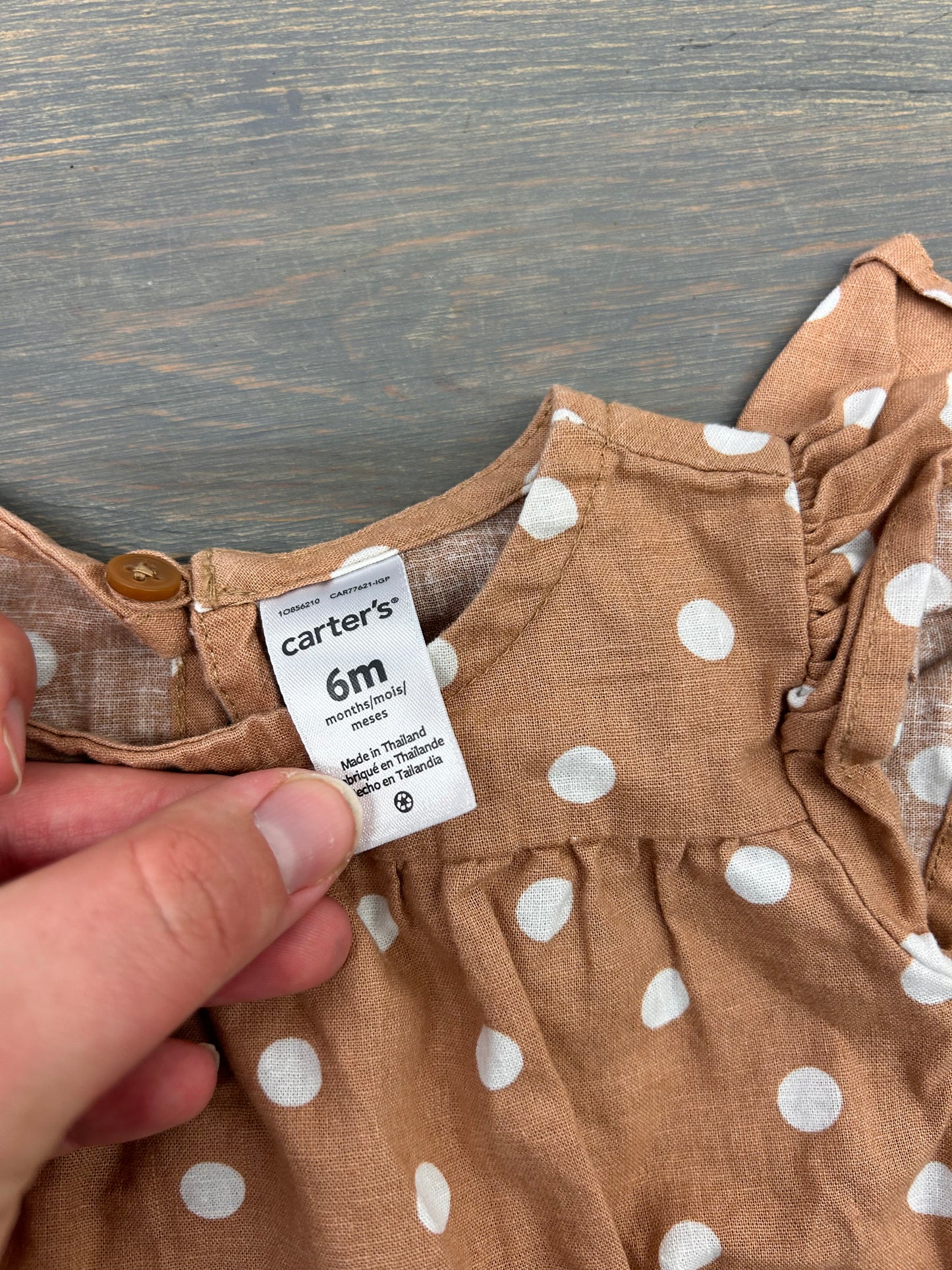 Carters 6m brown polka dot set