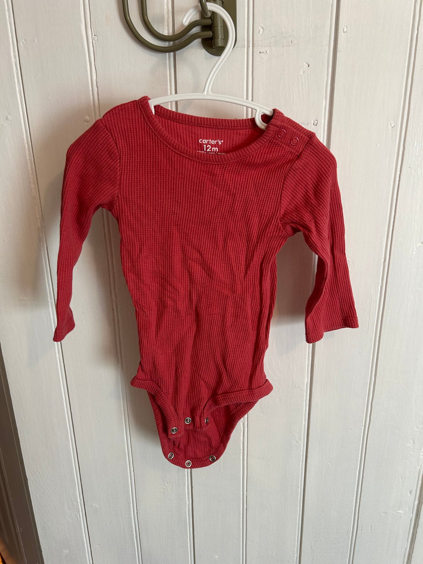 Carters 12m pink waffle knit onesie