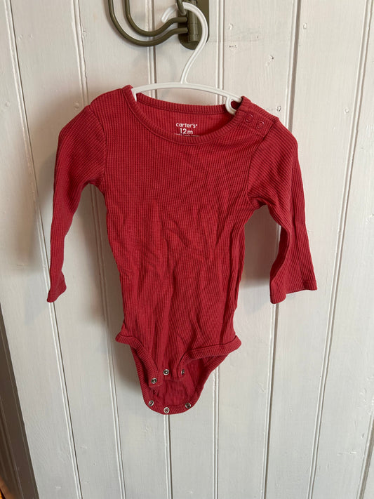 Carters 12m pink waffle knit onesie