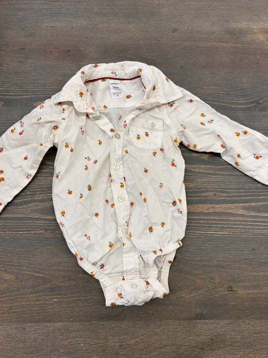 Carters 18m peach flannel onesie