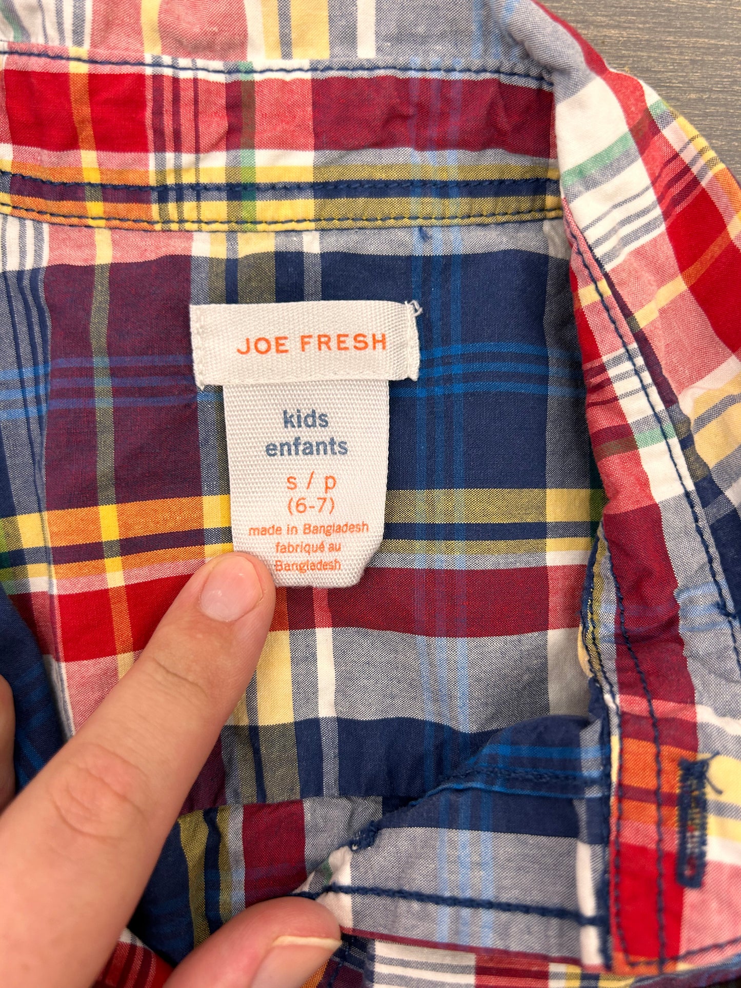 Joe fresh 6/7 red & blue flannel