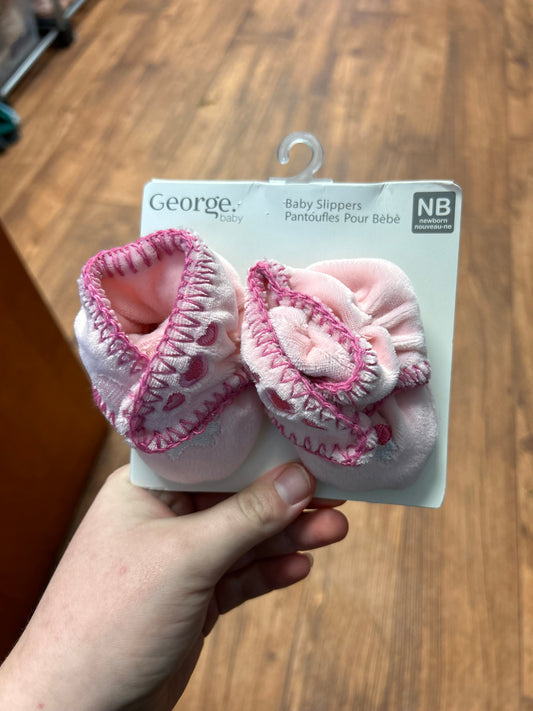 NEW George newborn pink rabbit slippers