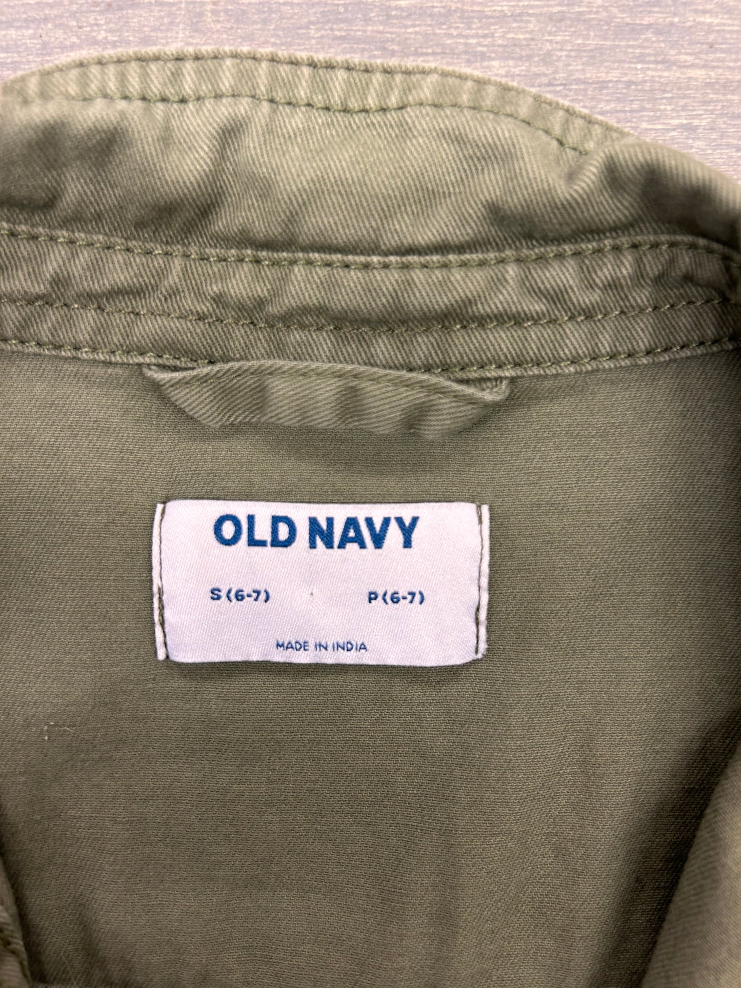 Old navy 6/7 green cropped denim like jacket