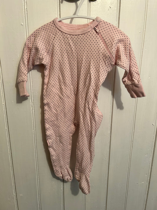 Kushies 9m pink polka dot zip up sleeper