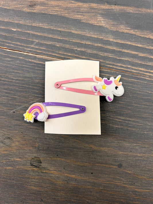 Rainbow unicorn snap clip set