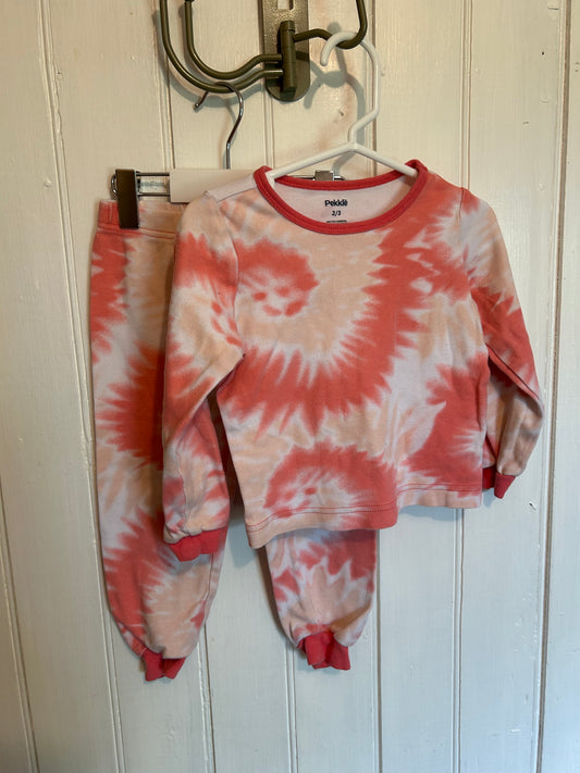 Pekkle 2/3 pink tie dye 2pc sleep set