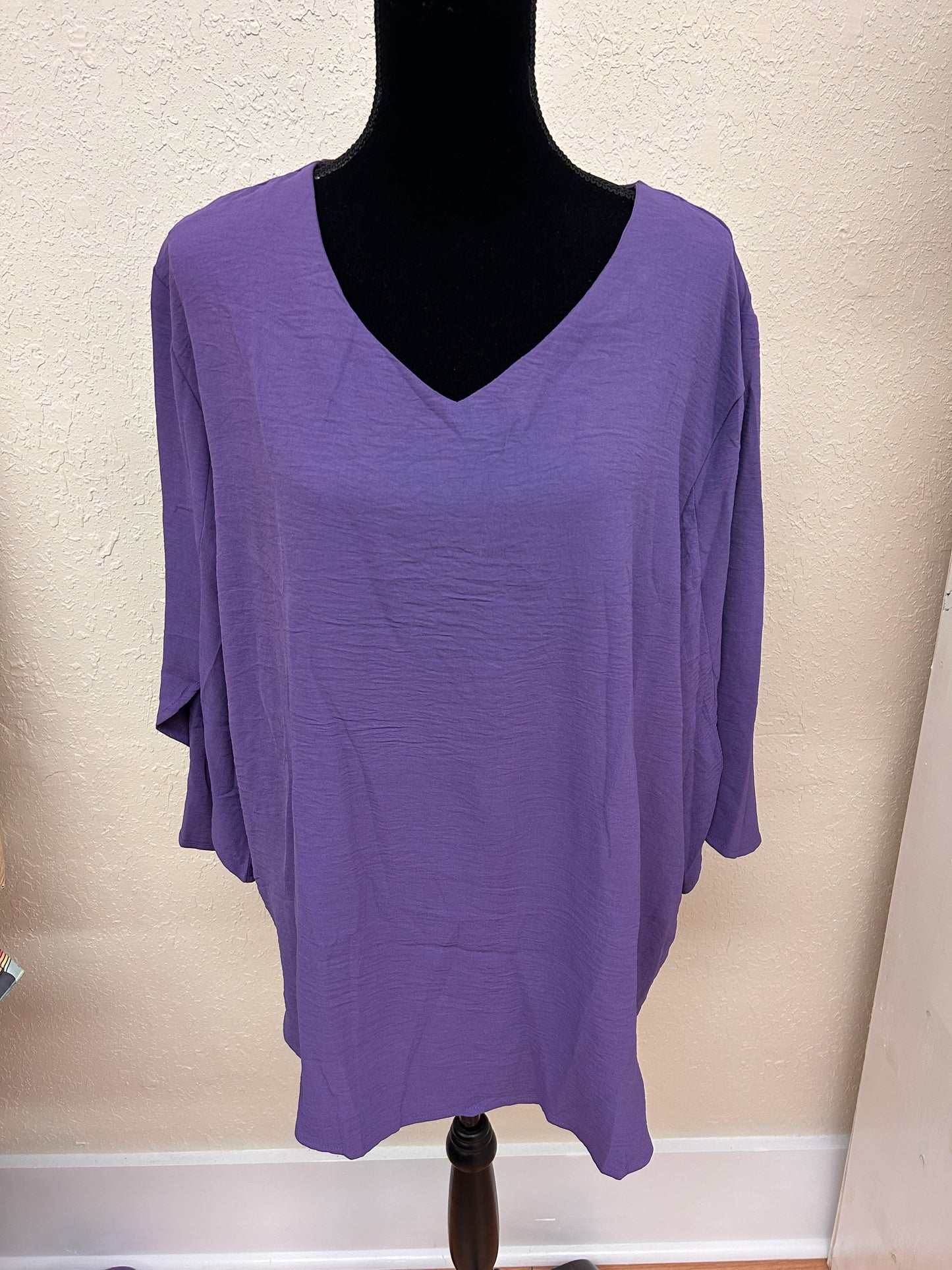 NEW Kuotai 3x purple vneck long sleeve blouse